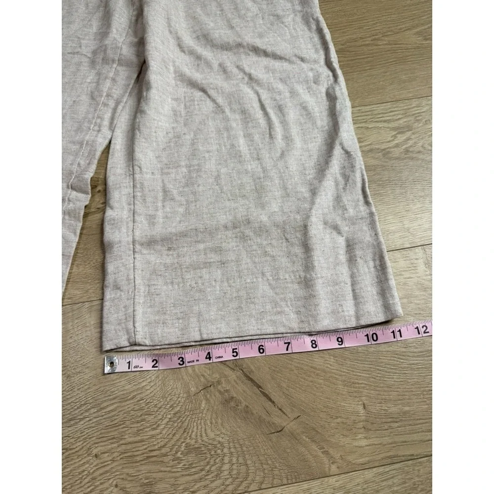 EUC Womens Banana Republic wide leg crop pants linen blend drawstring beige sz S